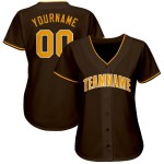 Individuelles braun-gold-weißes Baseball-Trikot Individuelles braun-gold-weißes Baseball-Trikot