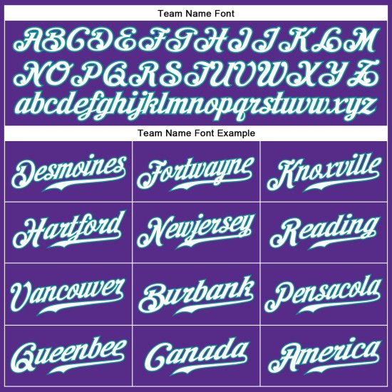 Weiß-Blaugrün Authentic Custom Jersey Baseball Lila Ärmellos Weiß-Blaugrün Authentic Custom Jersey Baseball Lila Ärmellos