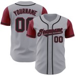Grau Baseball Tone Schwarz-Crimson Zwei Custom Authentic Jersey Grau Baseball Tone Schwarz-Crimson Zwei Custom Authentic Jersey