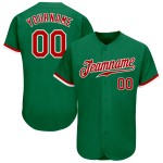 Rot-Weißes Baseballtrikot Grün Authentic Kelly Custom Rot-Weißes Baseballtrikot Grün Authentic Kelly Custom