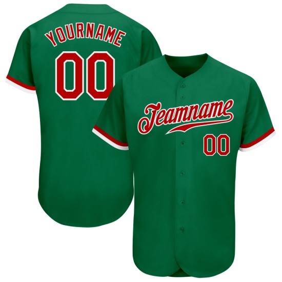 Rot-Weißes Baseballtrikot Grün Authentic Kelly Custom Rot-Weißes Baseballtrikot Grün Authentic Kelly Custom