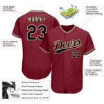 Benutzerdefiniertes authentisches Baseball-Trikot in Crimson Black-City Cream Benutzerdefiniertes authentisches Baseball-Trikot in Crimson Black-City Cream