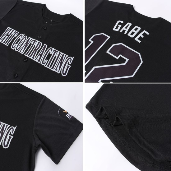 Benutzerdefiniertes schwarz-graues Baseball-Trikot Benutzerdefiniertes schwarz-graues Baseball-Trikot