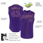 Custom Lila-Old Authentic Baseball Ärmelloses Trikot Gold Lila Custom Lila-Old Authentic Baseball Ärmelloses Trikot Gold Lila