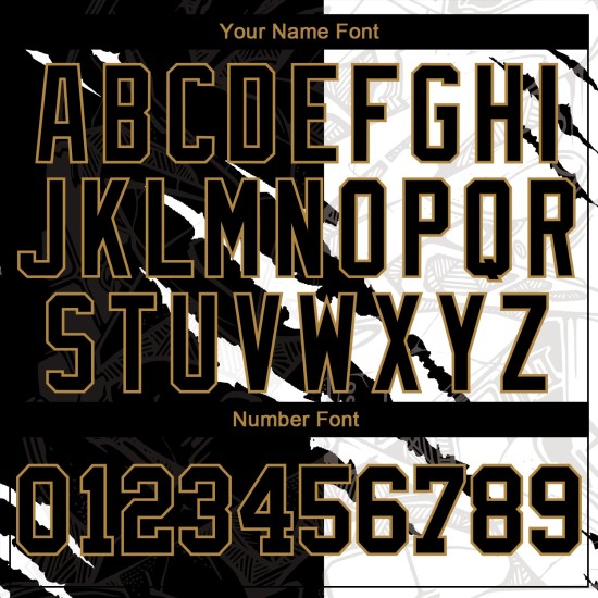 Benutzerdefiniertes Graffiti-Muster Schwarz-Altgold 3D Authentic Baseball Jersey Benutzerdefiniertes Graffiti-Muster Schwarz-Altgold 3D Authentic Baseball Jersey