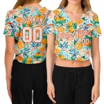 Baseball Jersey Cropped Fruits Weiß Custom Damen V-Ausschnitt 3D Weiß-Orange Baseball Jersey Cropped Fruits Weiß Custom Damen V-Ausschnitt 3D Weiß-Orange