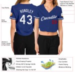 V-Ausschnitt Jersey Baseball Damen Royal Weiß-Rot Cropped Custom V-Ausschnitt Jersey Baseball Damen Royal Weiß-Rot Cropped Custom