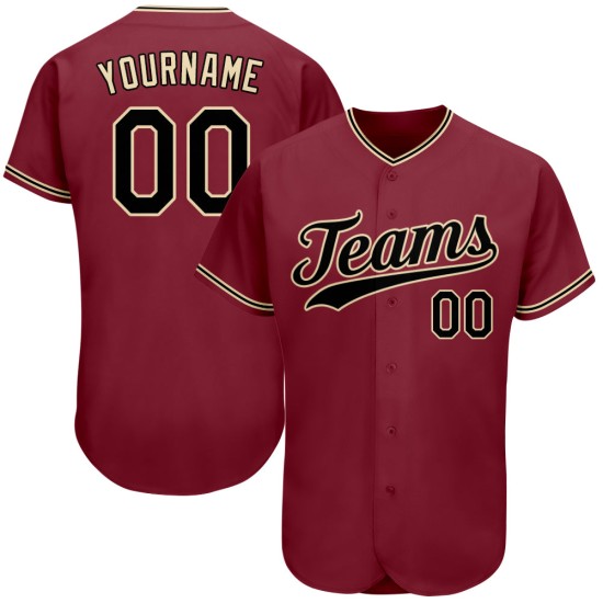 Benutzerdefiniertes authentisches Baseball-Trikot in Crimson Black-City Cream Benutzerdefiniertes authentisches Baseball-Trikot in Crimson Black-City Cream