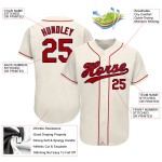 Benutzerdefiniertes authentisches Baseball-Trikot in Creme-Rot-Marineblau Benutzerdefiniertes authentisches Baseball-Trikot in Creme-Rot-Marineblau