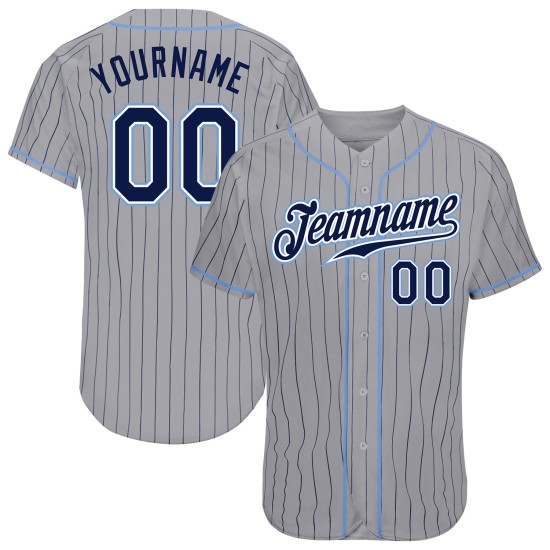 Navy Grau Authentic Nadelstreifen Jersey Baseball Custom Navy-Hellblau Navy Grau Authentic Nadelstreifen Jersey Baseball Custom Navy-Hellblau
