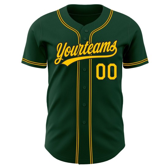 Grünes authentisches Baseball-Trikot in Gold-Schwarz Grünes authentisches Baseball-Trikot in Gold-Schwarz