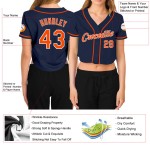 Orange-Weiß Baseball Jersey Custom V-Ausschnitt Cropped Navy Damen Orange-Weiß Baseball Jersey Custom V-Ausschnitt Cropped Navy Damen