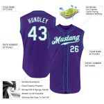 Weiß-Blaugrün Authentic Custom Jersey Baseball Lila Ärmellos Weiß-Blaugrün Authentic Custom Jersey Baseball Lila Ärmellos