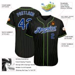 Custom Pinstripe Schwarz Authentic Royal-Weiß Baseball Jersey Neongrün Custom Pinstripe Schwarz Authentic Royal-Weiß Baseball Jersey Neongrün