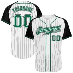 Ärmel Baseball Nadelstreifen Grün-Schwarz Kelly Weiß Jersey Custom Raglan Authentic Schwarz Ärmel Baseball Nadelstreifen Grün-Schwarz Kelly Weiß Jersey Custom Raglan Authentic Schwarz