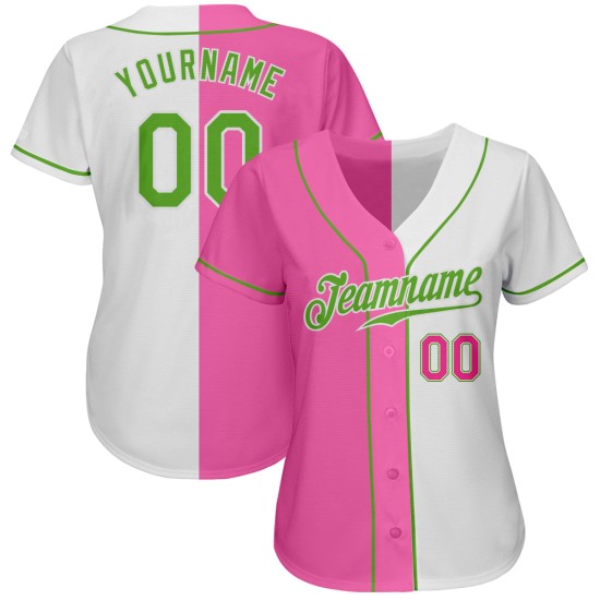 Grün-Pink Authentic Custom Split Baseball Fashion Jersey Neon Weiß Grün-Pink Authentic Custom Split Baseball Fashion Jersey Neon Weiß