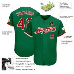 Rot-Weißes Baseballtrikot Grün Authentic Kelly Custom Rot-Weißes Baseballtrikot Grün Authentic Kelly Custom