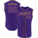 Custom Lila-Old Authentic Baseball Ärmelloses Trikot Gold Lila Custom Lila-Old Authentic Baseball Ärmelloses Trikot Gold Lila