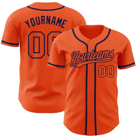 Benutzerdefiniertes authentisches orange-marineblaues Baseballtrikot Orange Benutzerdefiniertes authentisches orange-marineblaues Baseballtrikot Orange