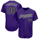 Benutzerdefiniertes Lila Schwarz-Weiß Authentic Baseball Trikot Benutzerdefiniertes Lila Schwarz-Weiß Authentic Baseball Trikot