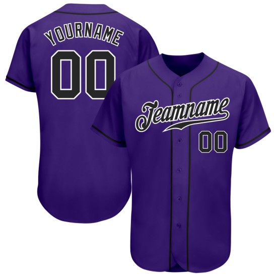 Benutzerdefiniertes Lila Schwarz-Weiß Authentic Baseball Trikot Benutzerdefiniertes Lila Schwarz-Weiß Authentic Baseball Trikot