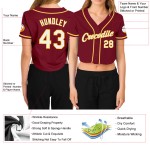 Jersey Weiß-Gold Cropped Damen Custom Crimson Baseball V-Ausschnitt Jersey Weiß-Gold Cropped Damen Custom Crimson Baseball V-Ausschnitt
