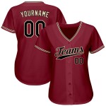 Benutzerdefiniertes authentisches Baseball-Trikot in Crimson Black-City Cream Benutzerdefiniertes authentisches Baseball-Trikot in Crimson Black-City Cream