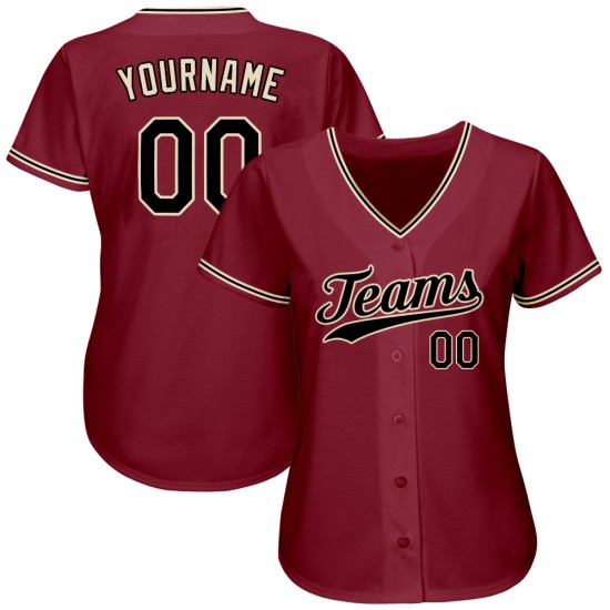 Benutzerdefiniertes authentisches Baseball-Trikot in Crimson Black-City Cream Benutzerdefiniertes authentisches Baseball-Trikot in Crimson Black-City Cream