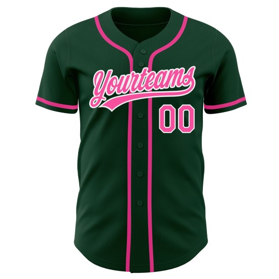 Benutzerdefiniertes authentisches Trikot Pink-Weiß Baseball Grün Benutzerdefiniertes authentisches Trikot Pink-Weiß Baseball Grün