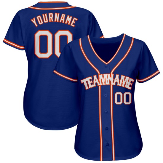 Baseball Authentic Trikot Weiß-Orange Royal Custom Baseball Authentic Trikot Weiß-Orange Royal Custom