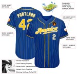 Benutzerdefinierte Royal Gold Nadelstreifen Gold-Weiß Authentic Baseball Jersey Benutzerdefinierte Royal Gold Nadelstreifen Gold-Weiß Authentic Baseball Jersey