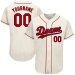 Benutzerdefiniertes authentisches Baseball-Trikot in Creme-Rot-Marineblau Benutzerdefiniertes authentisches Baseball-Trikot in Creme-Rot-Marineblau