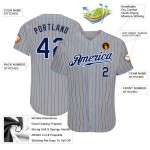 Navy Grau Authentic Nadelstreifen Jersey Baseball Custom Navy-Hellblau Navy Grau Authentic Nadelstreifen Jersey Baseball Custom Navy-Hellblau