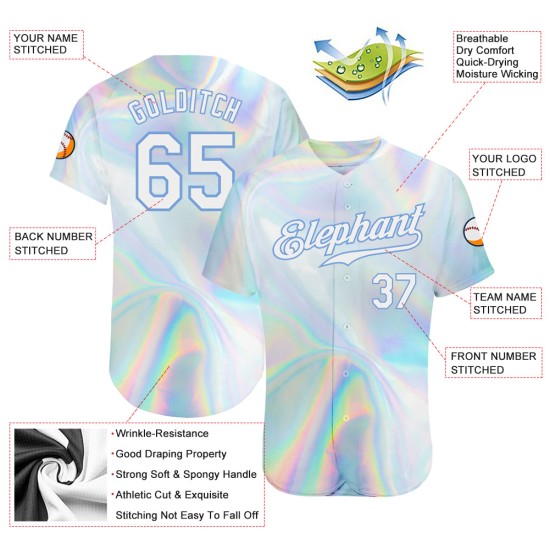 Benutzerdefiniertes 3D-Musterdesign Abstraktes trendiges holografisches Vaporwave-Stil-authentisches Baseball-Trikot Benutzerdefiniertes 3D-Musterdesign Abstraktes trendiges holografisches Vaporwave-Stil-authentisches Baseball-Trikot