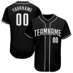 Benutzerdefiniertes authentisches Baseball-Trikot in Schwarz und Weiß Benutzerdefiniertes authentisches Baseball-Trikot in Schwarz und Weiß