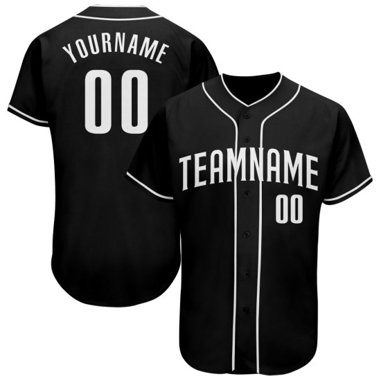 Benutzerdefiniertes authentisches Baseball-Trikot in Schwarz und Weiß Benutzerdefiniertes authentisches Baseball-Trikot in Schwarz und Weiß