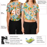 Baseball Jersey Cropped Fruits Weiß Custom Damen V-Ausschnitt 3D Weiß-Orange Baseball Jersey Cropped Fruits Weiß Custom Damen V-Ausschnitt 3D Weiß-Orange