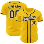 Benutzerdefiniertes authentisches gelb-schwarz-weißes Baseballtrikot Benutzerdefiniertes authentisches gelb-schwarz-weißes Baseballtrikot
