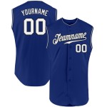 Ärmelloses Weiß-Schwarzes Trikot Custom Baseball Authentic Royal Ärmelloses Weiß-Schwarzes Trikot Custom Baseball Authentic Royal
