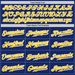Benutzerdefinierte Royal Gold Nadelstreifen Gold-Weiß Authentic Baseball Jersey Benutzerdefinierte Royal Gold Nadelstreifen Gold-Weiß Authentic Baseball Jersey