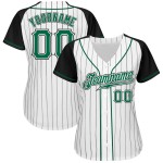 Ärmel Baseball Nadelstreifen Grün-Schwarz Kelly Weiß Jersey Custom Raglan Authentic Schwarz Ärmel Baseball Nadelstreifen Grün-Schwarz Kelly Weiß Jersey Custom Raglan Authentic Schwarz