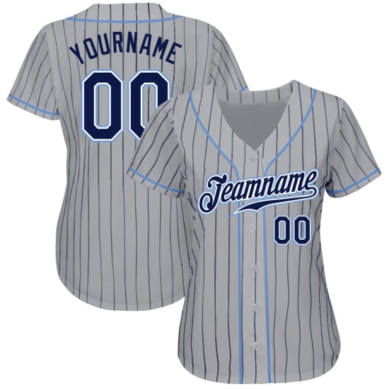 Navy Grau Authentic Nadelstreifen Jersey Baseball Custom Navy-Hellblau Navy Grau Authentic Nadelstreifen Jersey Baseball Custom Navy-Hellblau