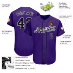 Benutzerdefiniertes Lila Schwarz-Weiß Authentic Baseball Trikot Benutzerdefiniertes Lila Schwarz-Weiß Authentic Baseball Trikot