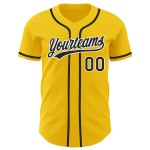 Benutzerdefiniertes authentisches gelb-schwarz-weißes Baseballtrikot Benutzerdefiniertes authentisches gelb-schwarz-weißes Baseballtrikot