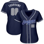 Grau-Weißes Baseball-Trikot Custom Navy Authentic Grau-Weißes Baseball-Trikot Custom Navy Authentic