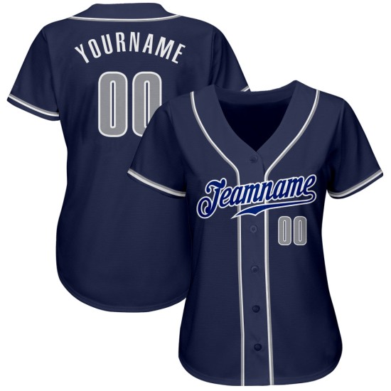 Grau-Weißes Baseball-Trikot Custom Navy Authentic Grau-Weißes Baseball-Trikot Custom Navy Authentic