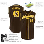 Benutzerdefiniertes ärmelloses Trikot Authentic Braun Gold-Weiß Baseball Benutzerdefiniertes ärmelloses Trikot Authentic Braun Gold-Weiß Baseball