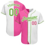 Grün-Pink Authentic Custom Split Baseball Fashion Jersey Neon Weiß Grün-Pink Authentic Custom Split Baseball Fashion Jersey Neon Weiß