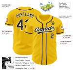 Benutzerdefiniertes authentisches gelb-schwarz-weißes Baseballtrikot Benutzerdefiniertes authentisches gelb-schwarz-weißes Baseballtrikot