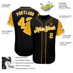 Benutzerdefiniertes authentisches zweifarbiges Baseballtrikot in Schwarz und Gold Benutzerdefiniertes authentisches zweifarbiges Baseballtrikot in Schwarz und Gold